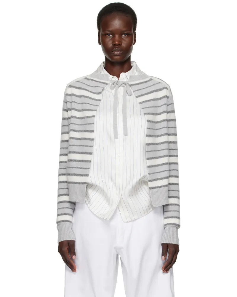 Marni Gray & White Striped Open Back Sweater Stn15