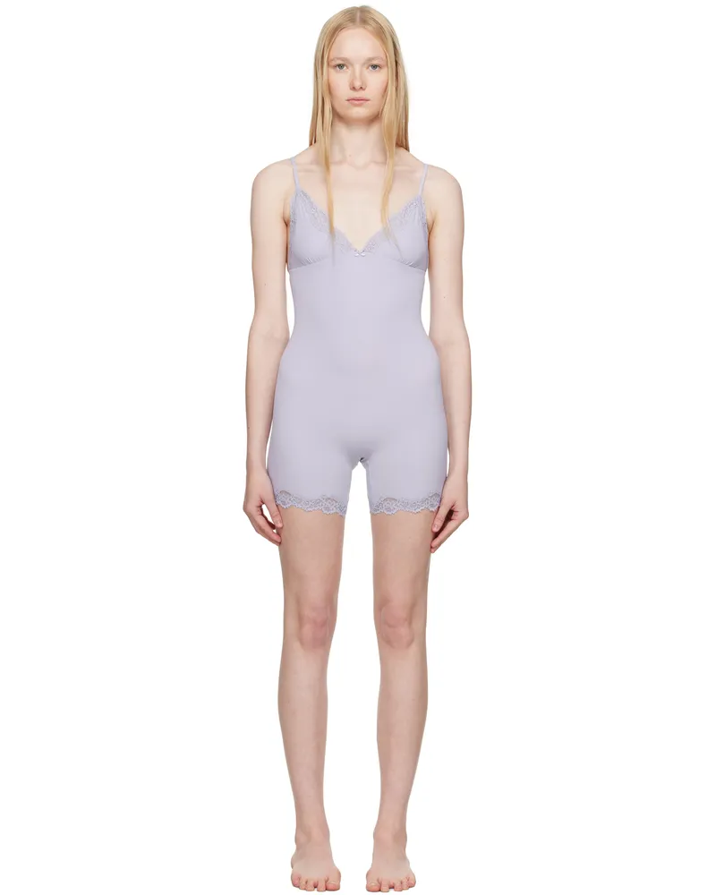 SKIMS Purple Fits Everybody Lace Triangle Onesie Jumpsuit Jupiter