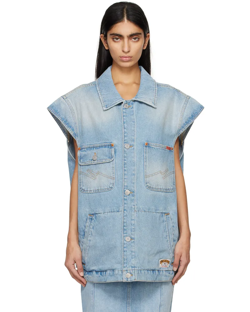 Martine Rose Blue Faded Denim Vest Bleached