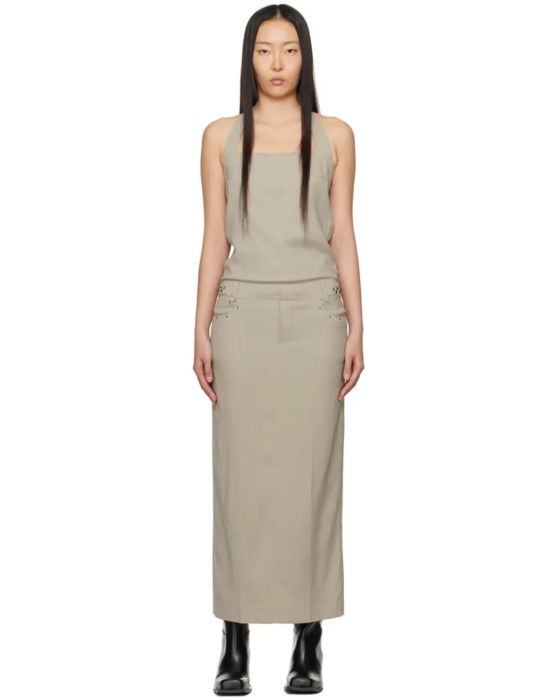 lesugiatelier Beige Halter Maxi Dress Beige