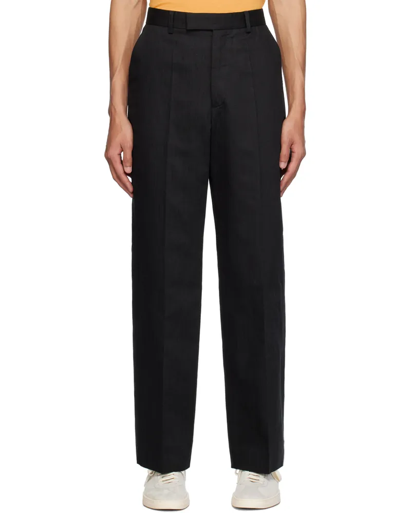 Second/Layer Black Relaxed Primo Trousers Black
