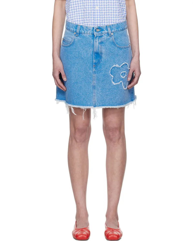 Marni Blue Flared Denim Miniskirt Pcb44