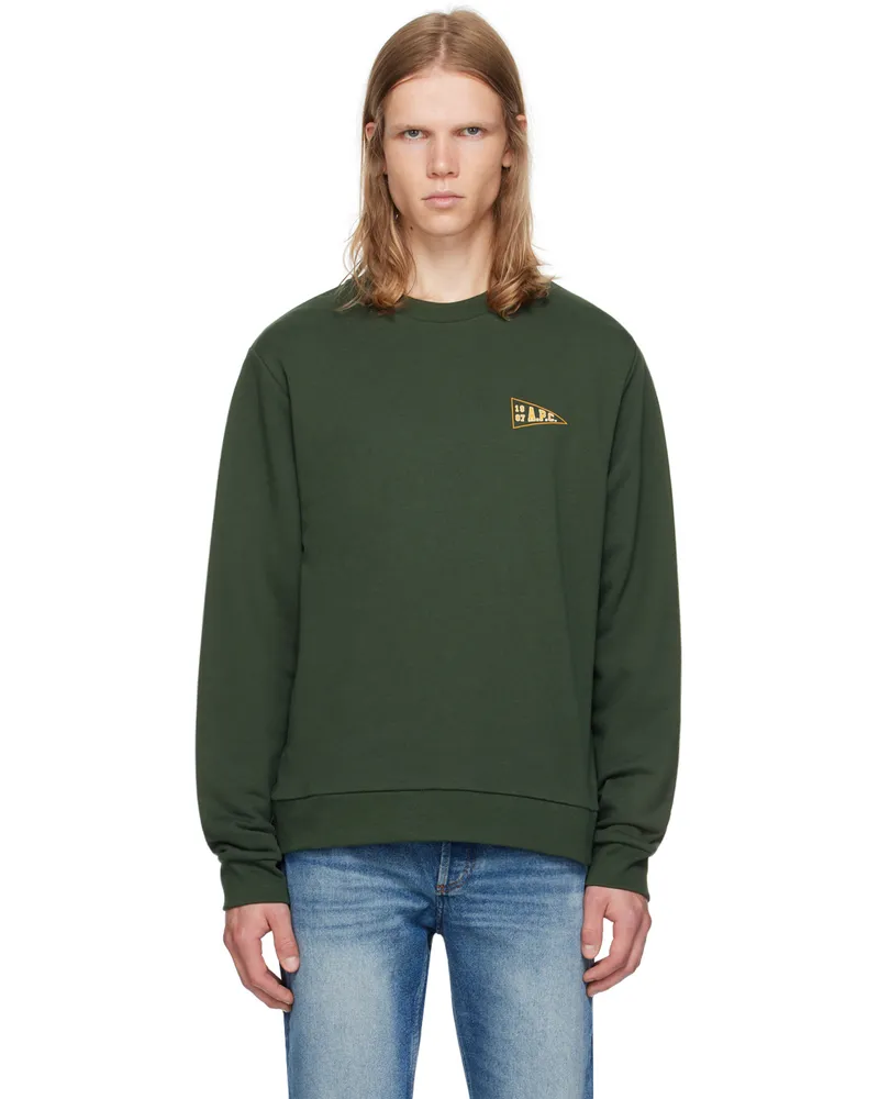 A.P.C. Green Logo-Printed Sweatshirt Kaf
