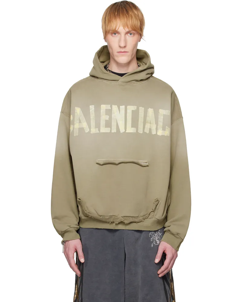 Balenciaga Green Tape Type Ripped Pocket Hoodie 2942