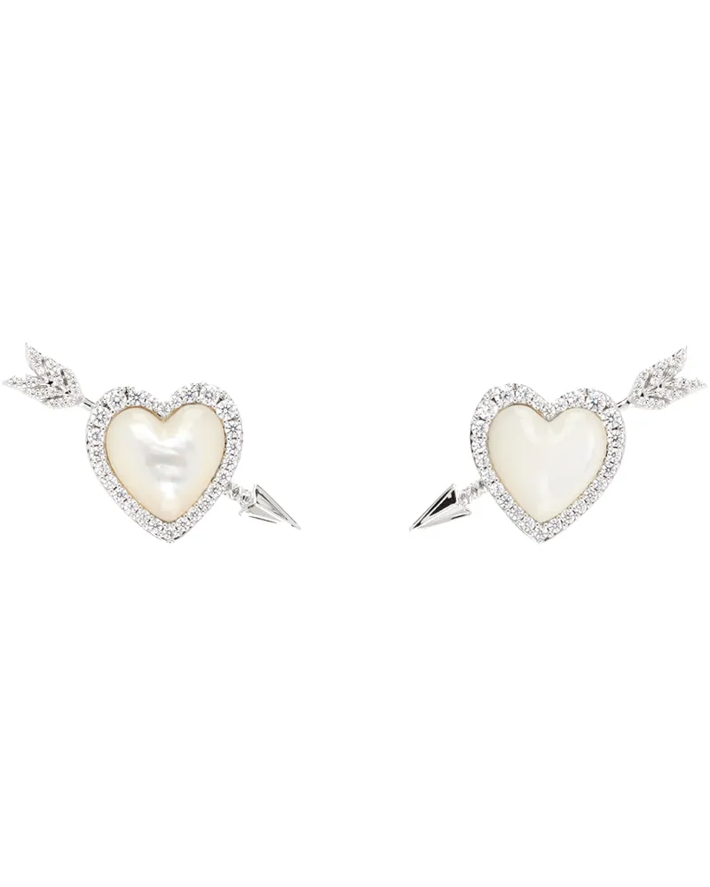 SHUSHU/TONG Silver YVMIN Edition Shell Heart Arrow Earrings White