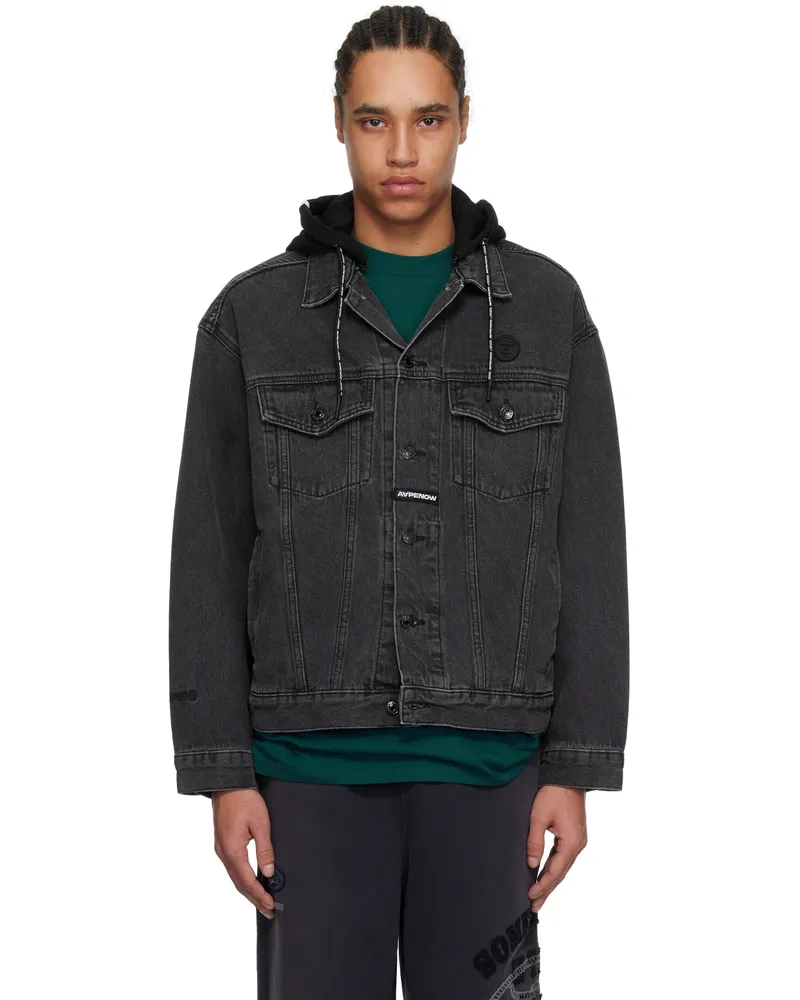 AAPE by A Bathing Ape Black 'AAPE Now' Light Weight Denim Jacket Bkl