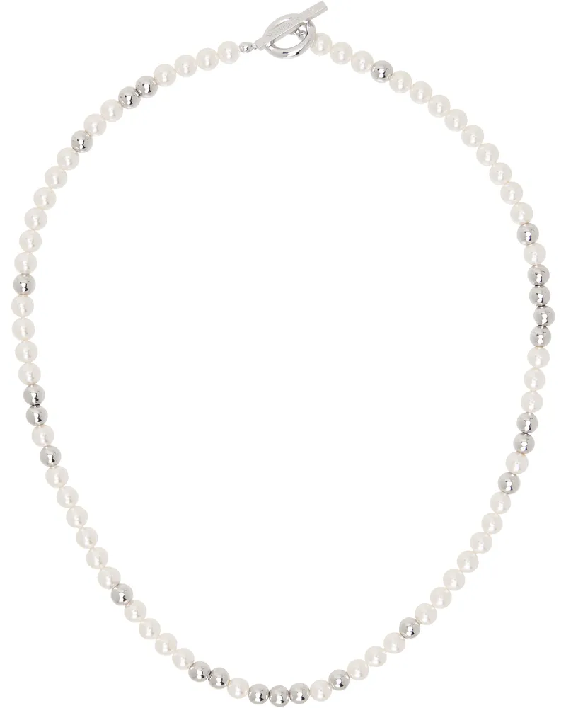 Numbering Silver & White #9705 Necklace White