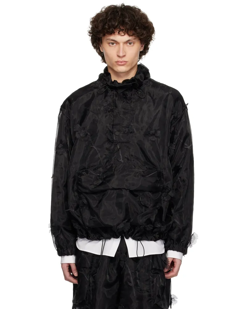 Simone Rocha Black Carnation Organza Cagoule Jacket Black
