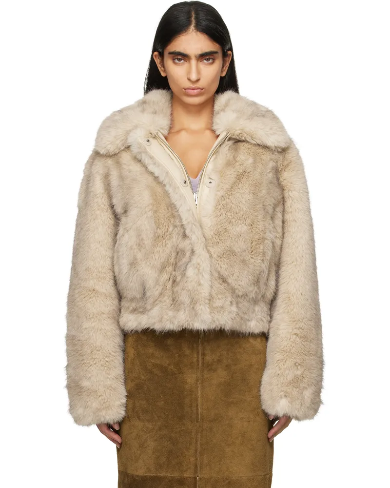 STAND Beige Lena Faux-Fur Jacket 10200