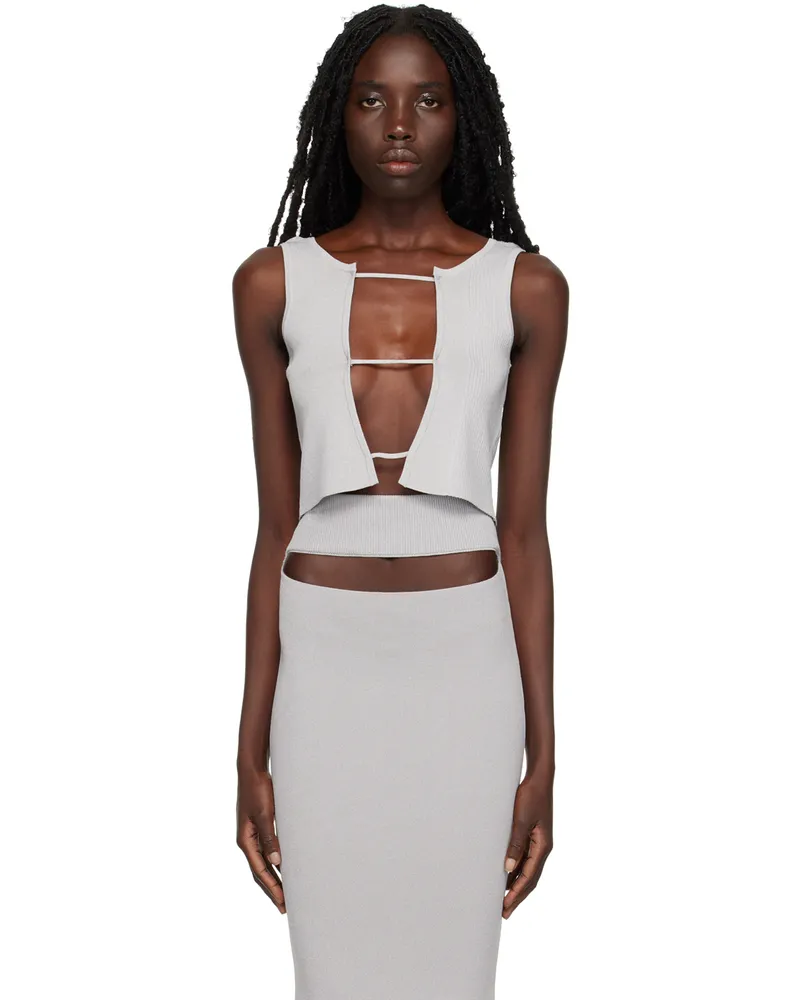 Christopher Esber Gray Lattice Tank Top Grey