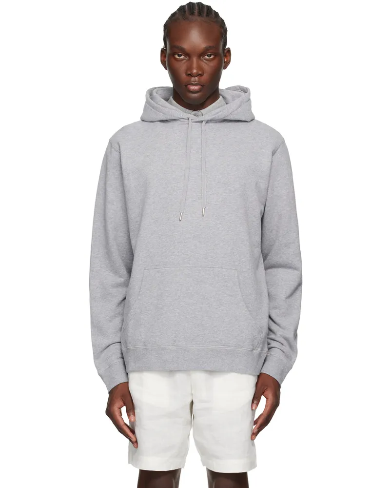 Sunspel Gray Loopback Hoodie Grey