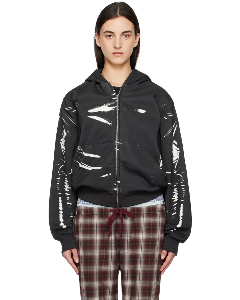 Praying Black Latex Printed Hoodie Black