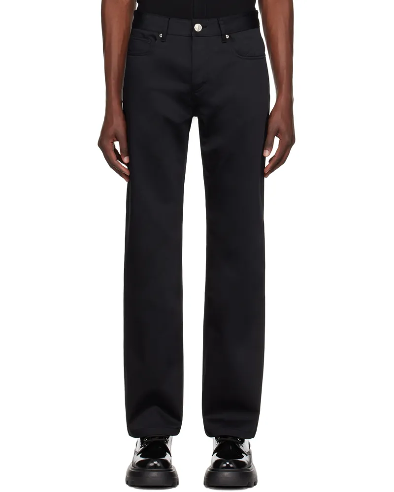 AMI Paris Black Straight-Leg Trousers Black