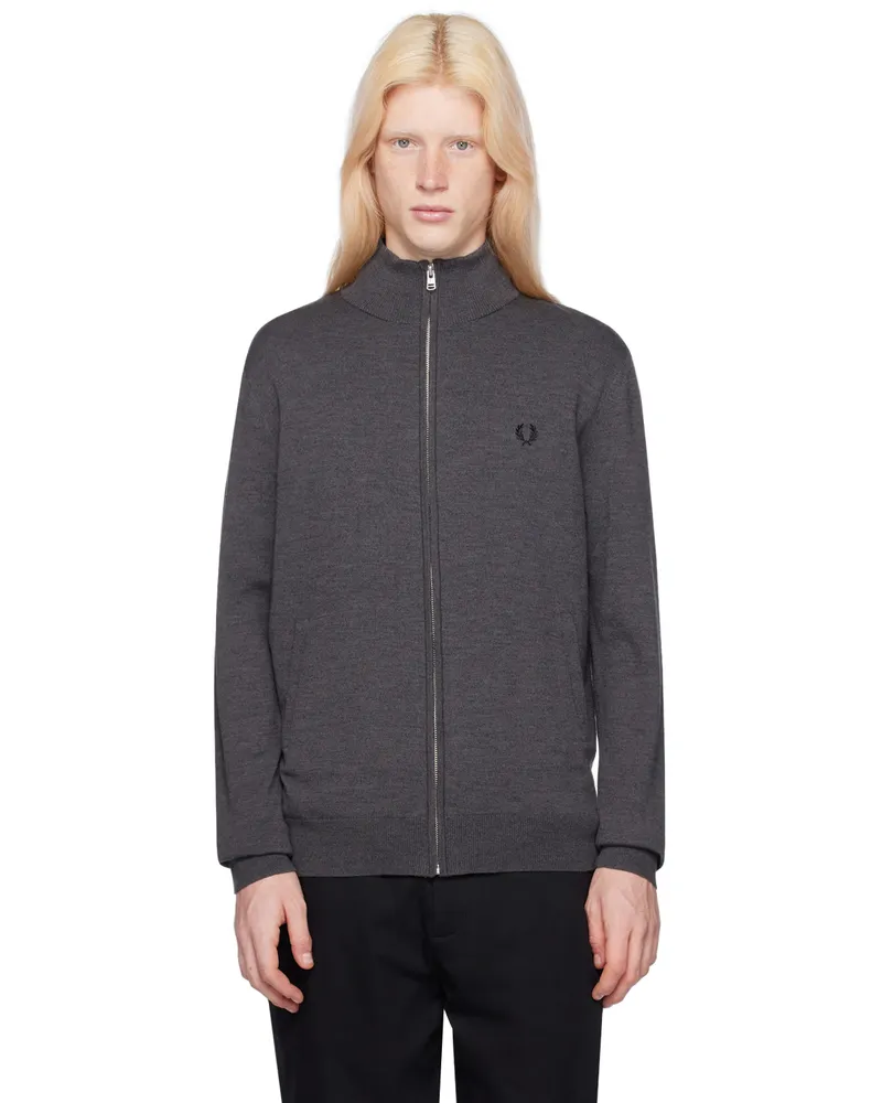 Fred Perry Gray Classic Zip Through Cardigan R85