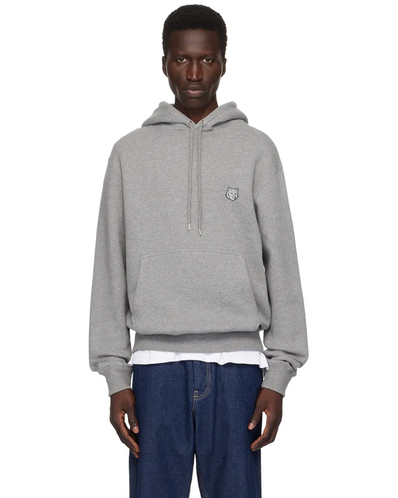 Kitsuné Gray Bold Fox Head Hoodie H131