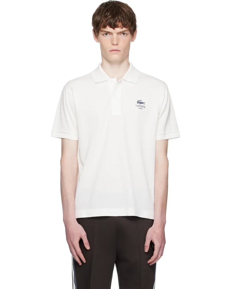 Lacoste White Classic Fit Signature Print L.12.12 Polo Flour