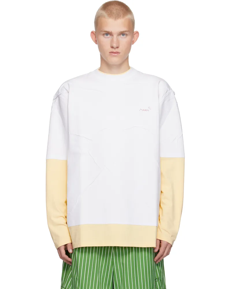 Marni Beige & White Double Layered T-shirt 00w13