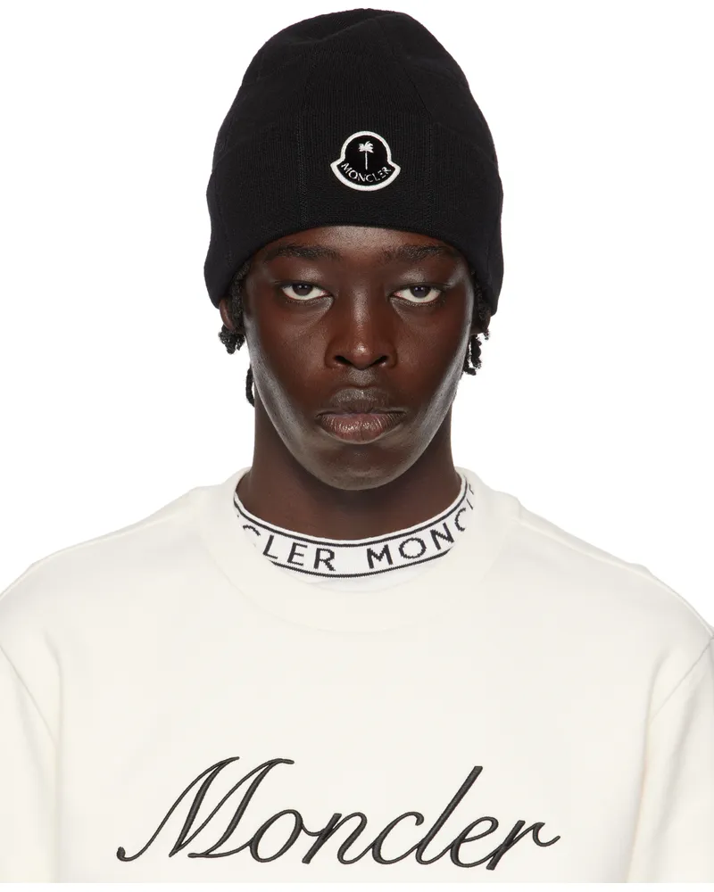 Moncler Moncler x Palm Angels Black Logo Beanie 999-black
