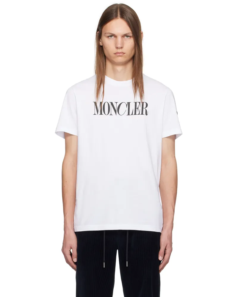 Moncler White Logo-Printed T-Shirt 001