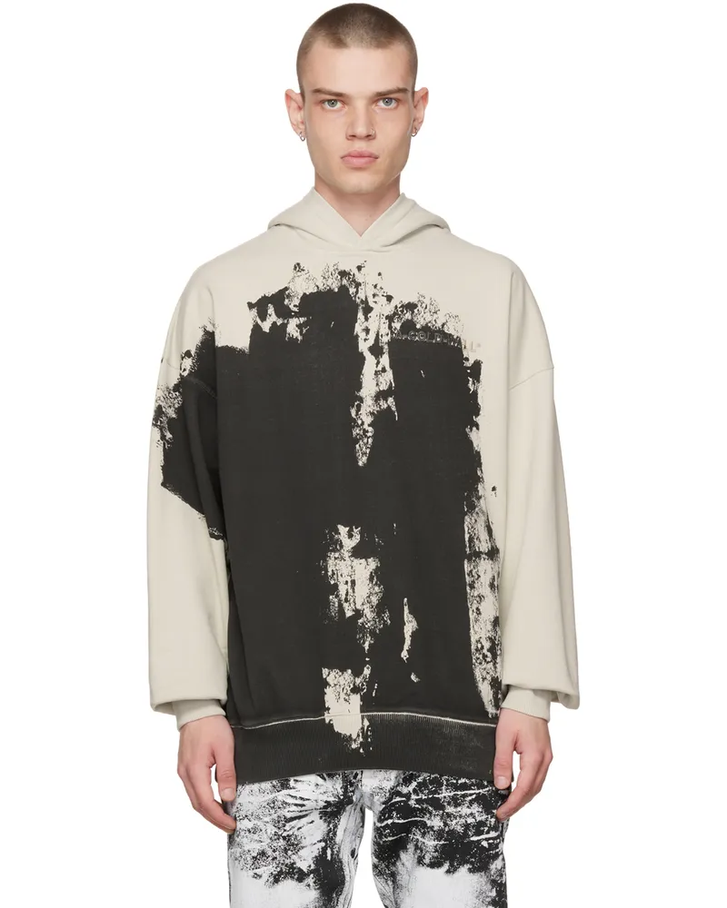 ACW* Off-White & Black Print Hoodie Black