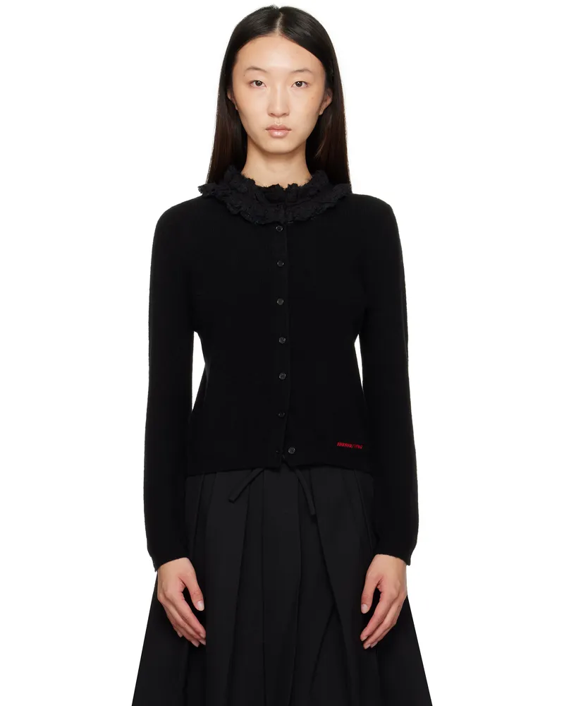 SHUSHU/TONG Black Collar Embellished Cardigan Ba100