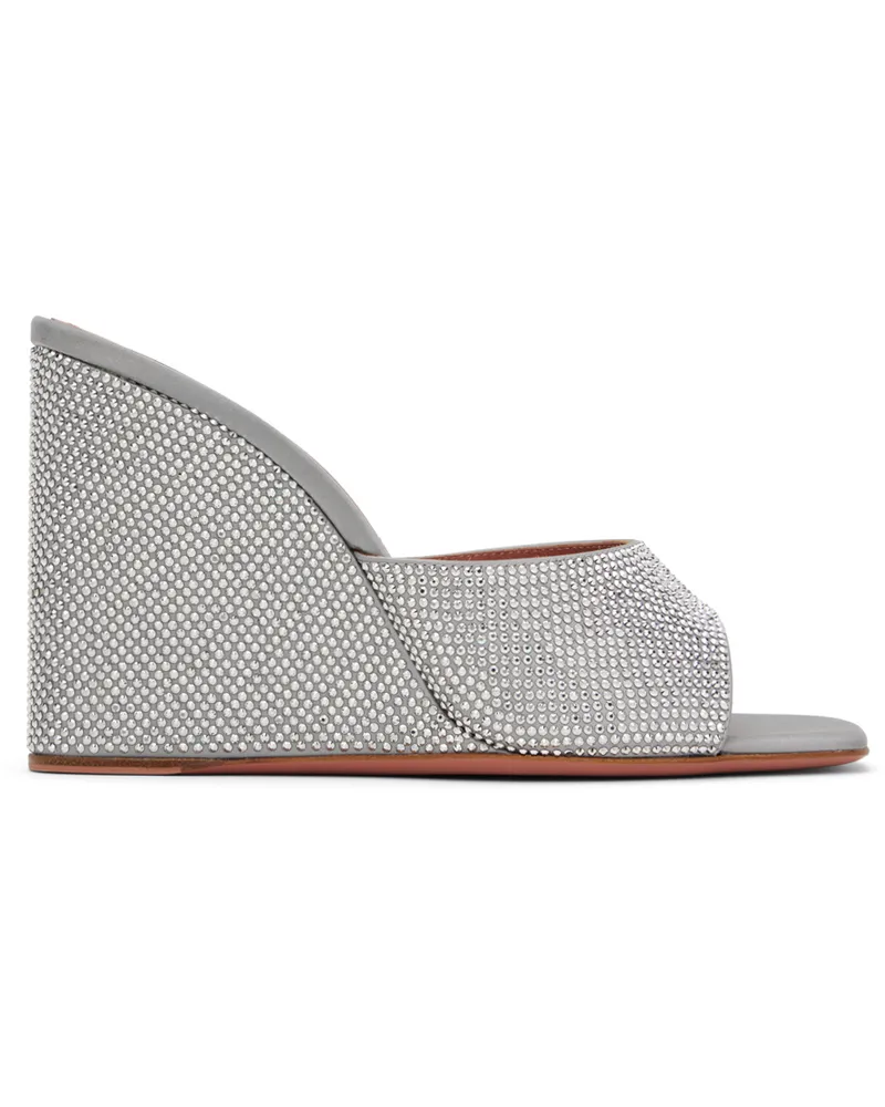 Amina Muaddi Silver Lupita Crystal 95 Heeled Sandals Grey