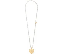 White & Gold #5001 Heart Micro Bag Necklace