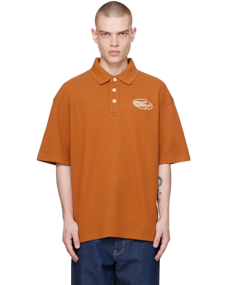 Kitsuné Brown Textured Polo P261