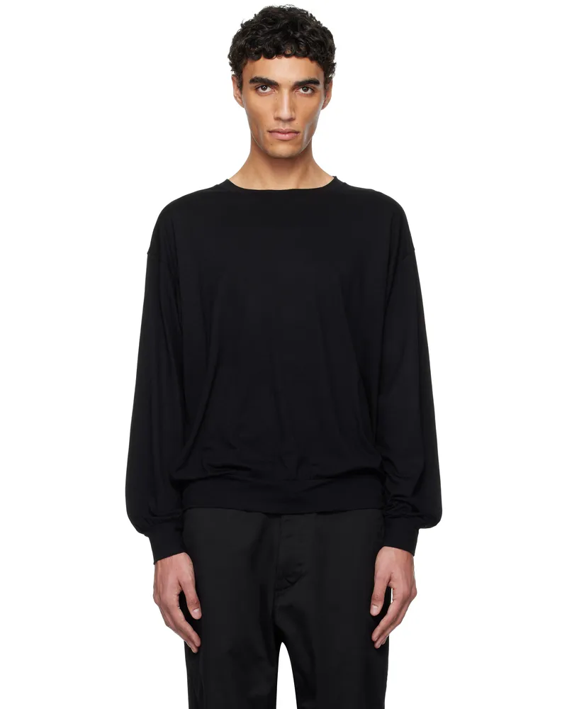 nanamica Black Wool Crew Neck Sweater Black