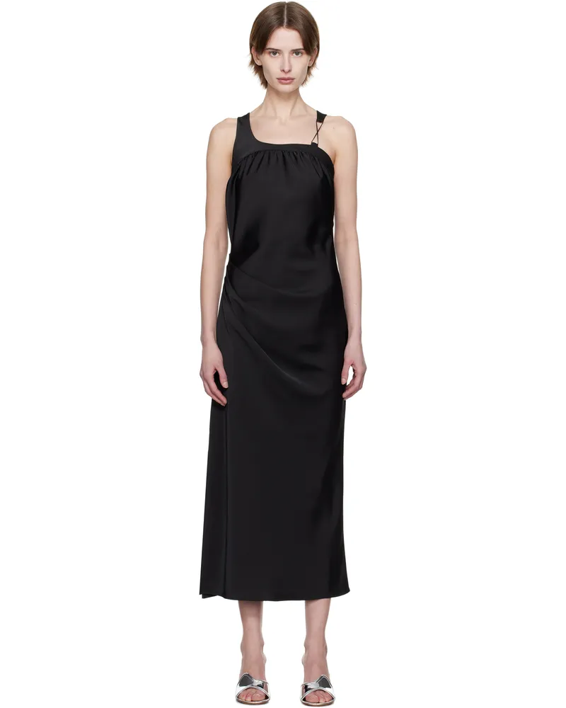 Kijun Black Satin Back Tied Maxi Dress Black