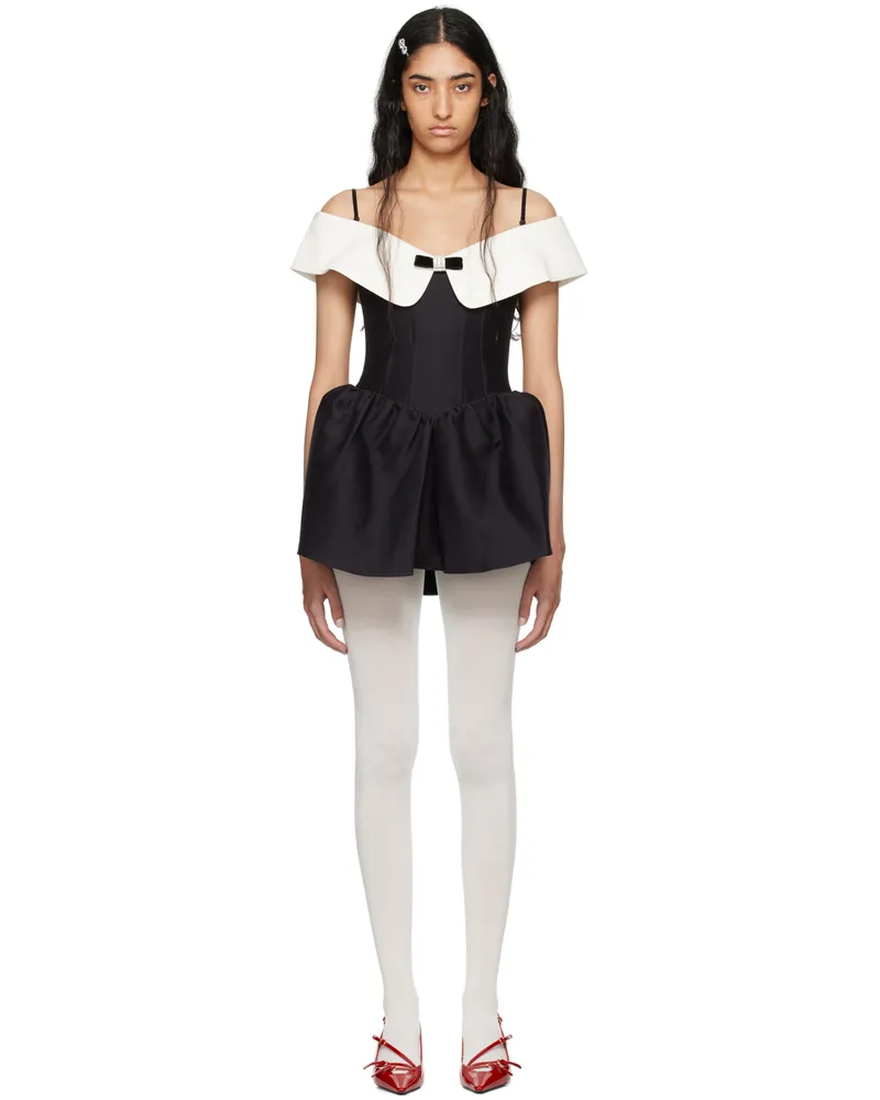 SHUSHU/TONG Black Off-The-Shoulder Minidress Ba100