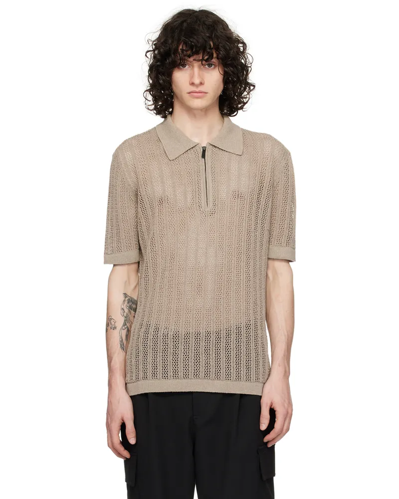 Emporio Armani Beige Half-Zip Polo Beige
