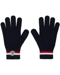 Moncler Navy Tricolor Wool Gloves -