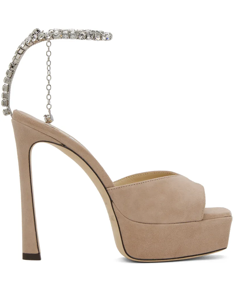 Jimmy Choo Beige Saeda 125 Heeled Sandals Ballet