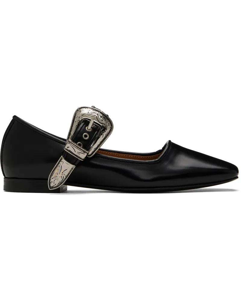 Toga Black Mary Jane Ballerina Flats Black