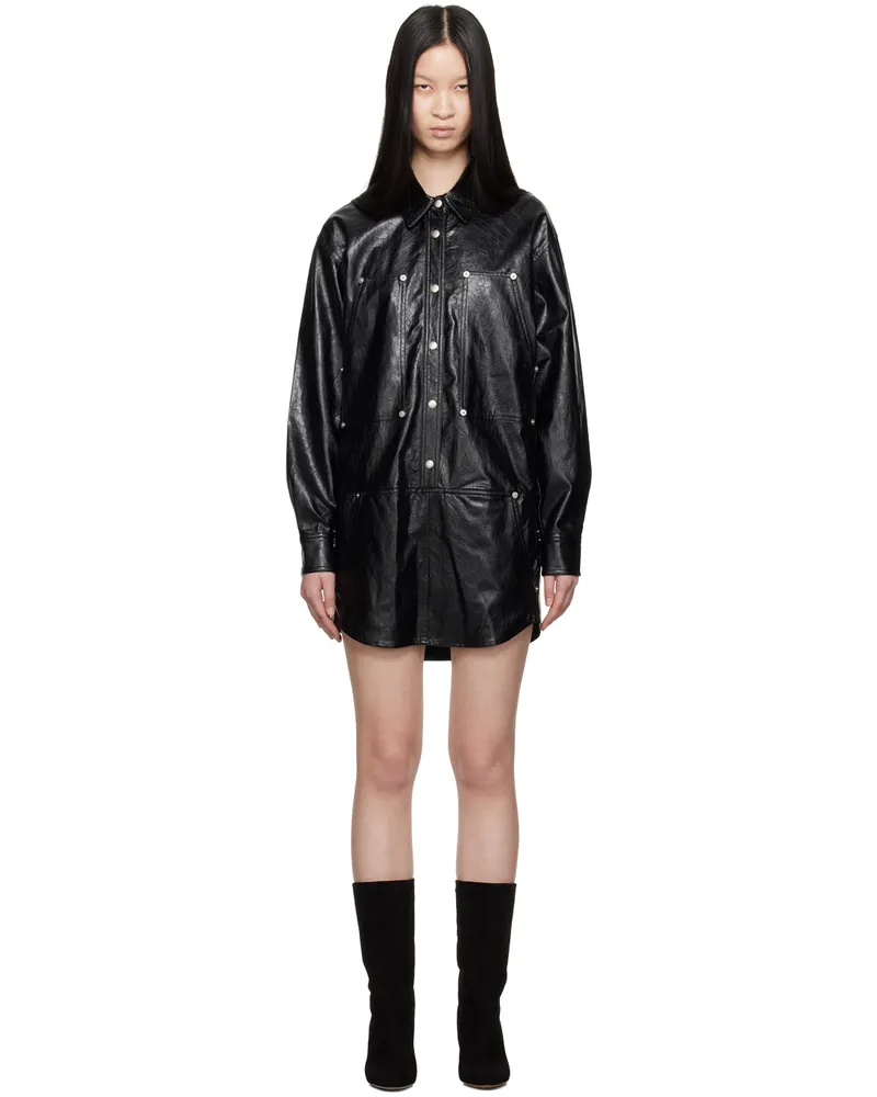 Étoile Isabel Marant Black Ayali Faux-Leather Minidress 01bk