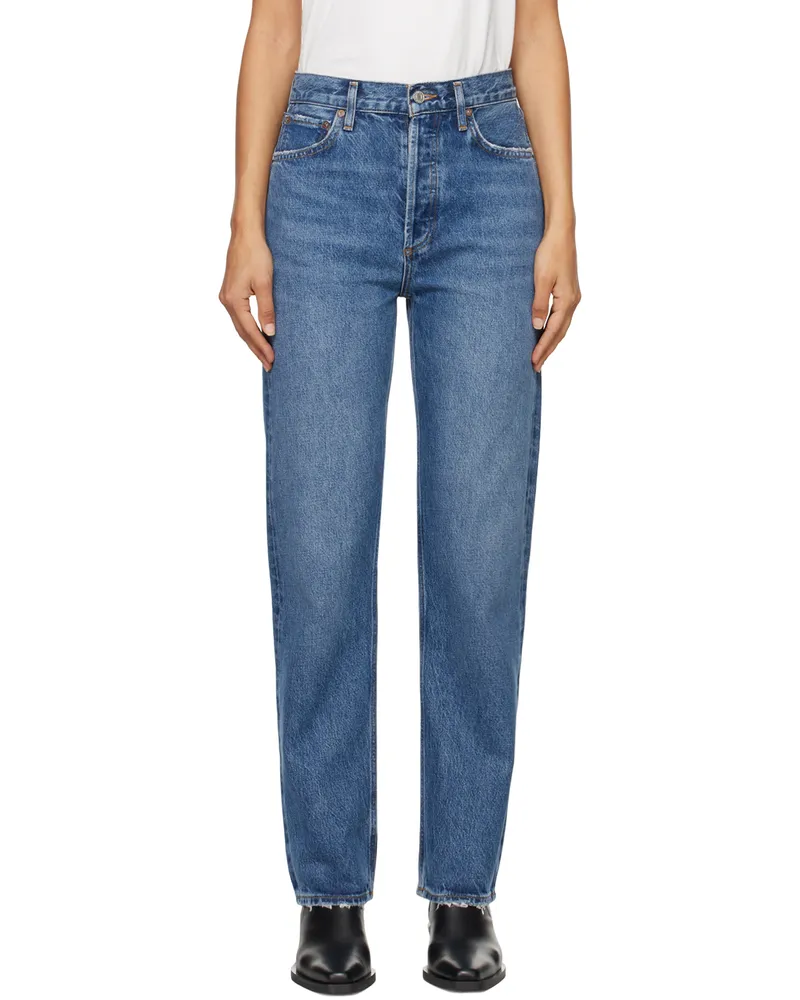 AGOLDE Blue 90's Pinch Waist High Rise Straight Jeans Essence