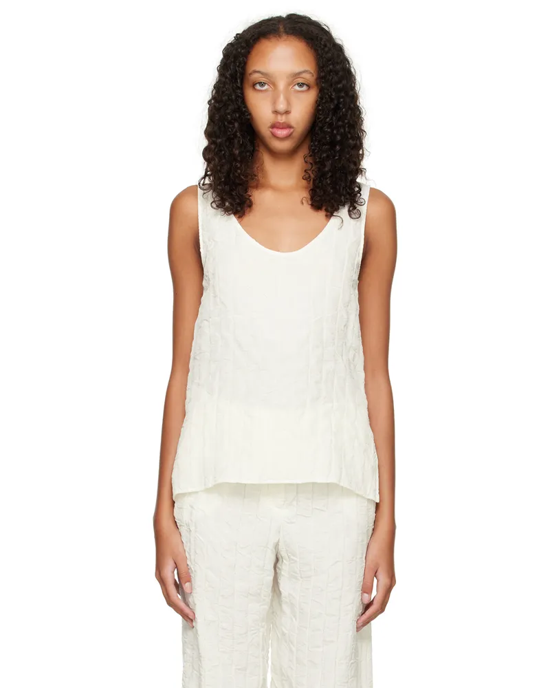 Nina Ricci White Crinkled Tank Top White