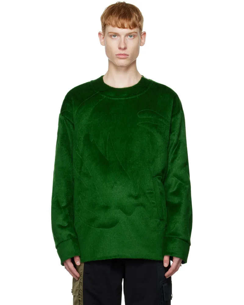 Feng Chen Wang Green & Black Paneled Down Sweatshirt Green