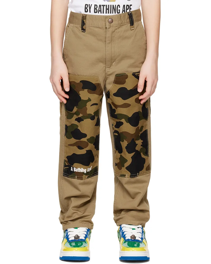 BAPE Kids Beige Camo Cargo Pants Beige