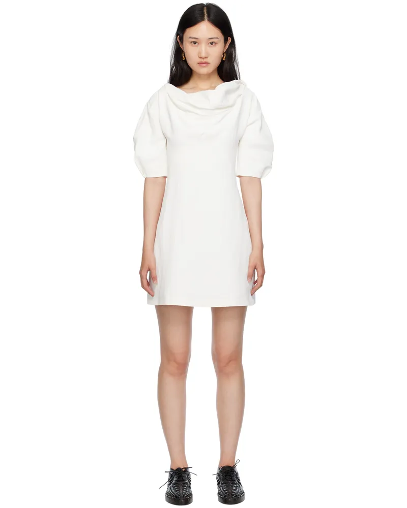 Jil Sander White Cowl Neck Minidress 100
