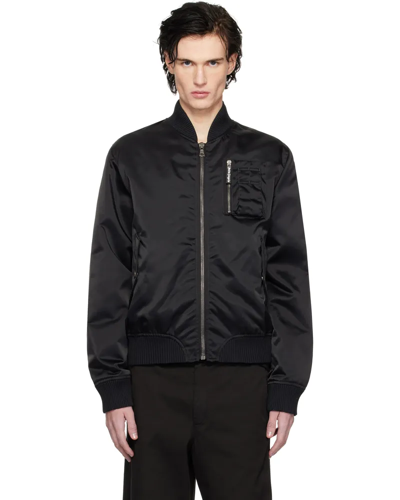 Palm Angels Black Curved Logo Bomber Black
