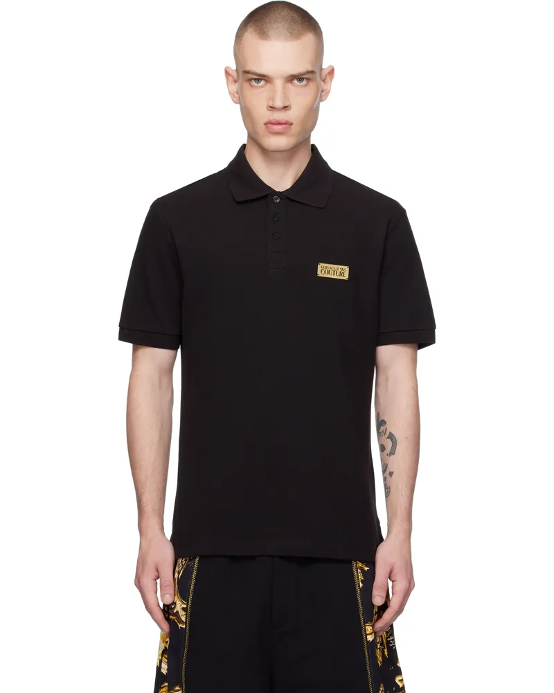 Versace Jeans Black Logo Slim-Fit Polo E899-black
