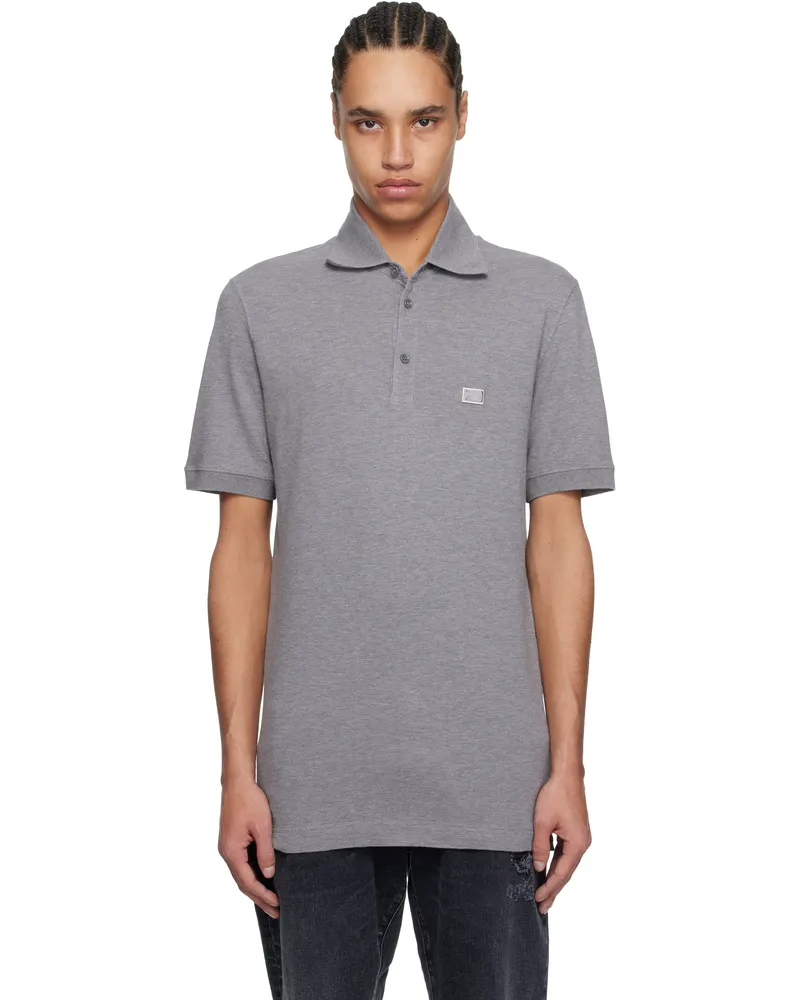 Dolce & Gabbana Gray Branded Tag Cotton Polo Melange