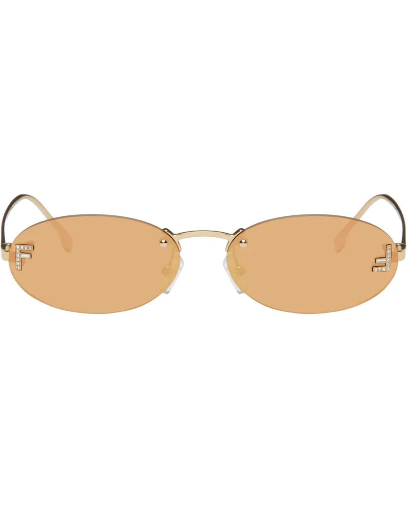 Fendi Gold 'Fendi First' Crystal Sunglasses Shiny
