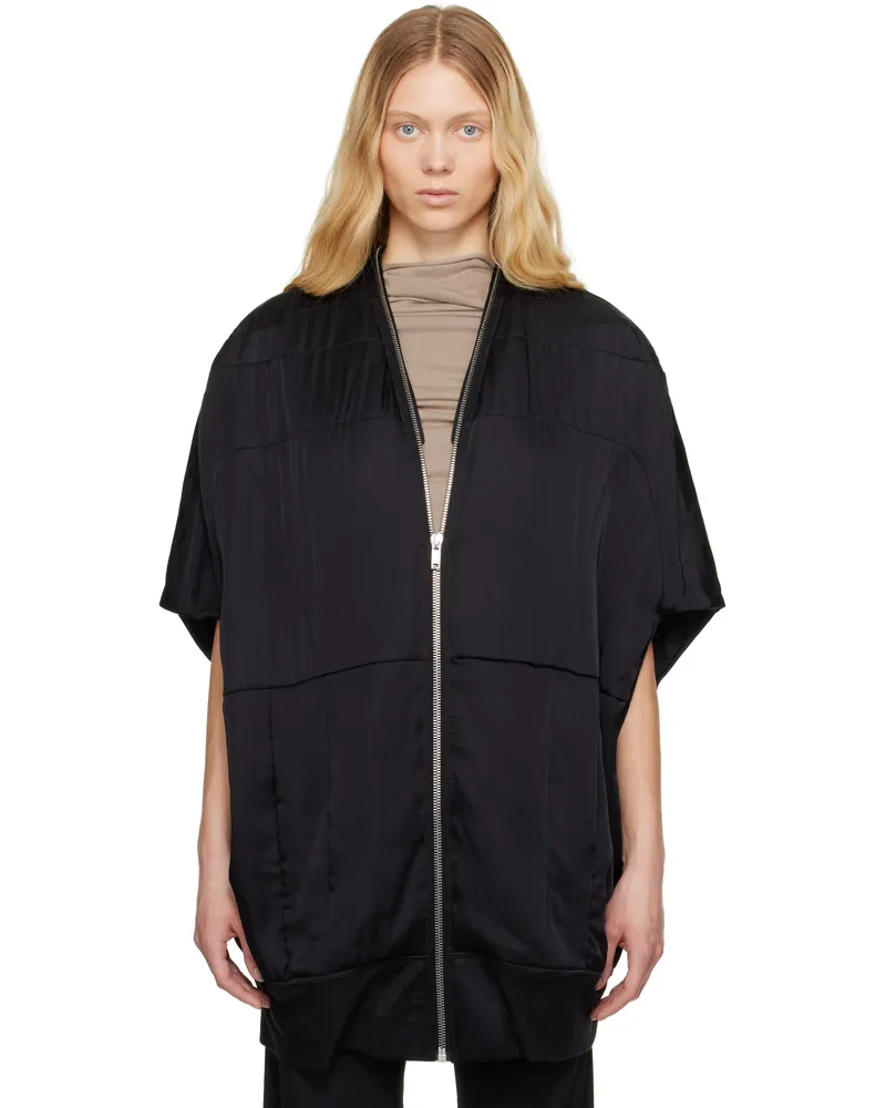 Rick Owens Black Hollywood Girdered Bubble Bomber Jacket 09