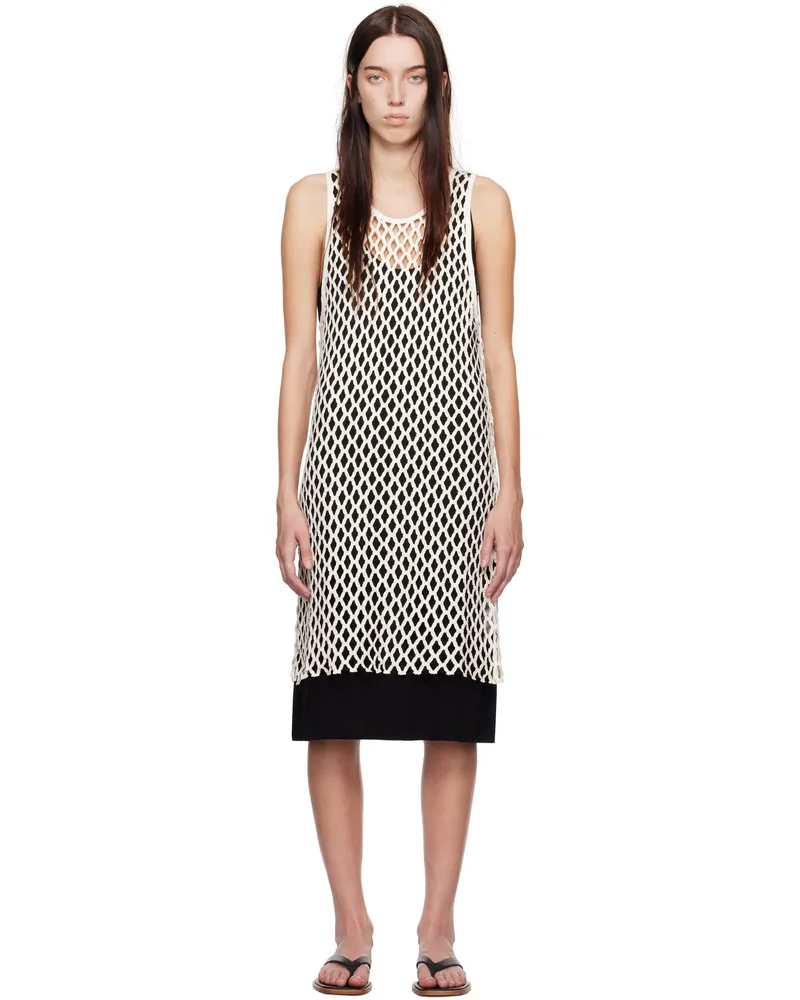 BITE Studios White & Black Evening Lace Shift Midi Dress White