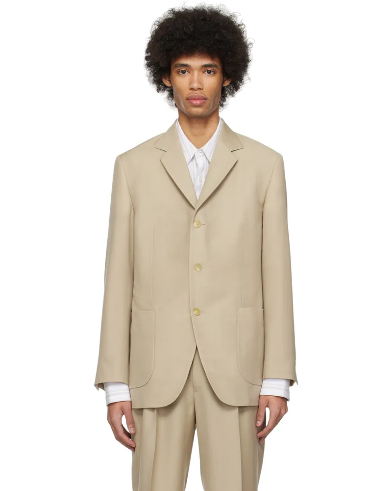 AURALEE Taupe Single-Breasted Blazer Gray