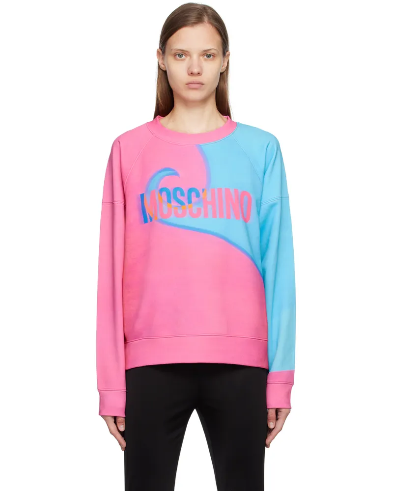 Moschino Pink & Blue Projection Print Sweatshirt Fantasy