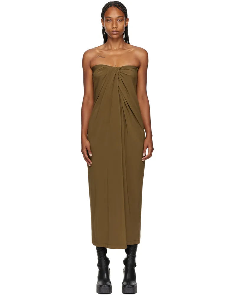 Rosetta Getty SSENSE Exclusive Khaki Knotted Midi Dress Deset